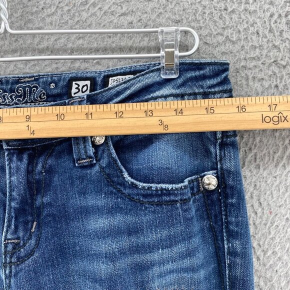 Miss Me Jeans Womens 30 Blue Medium Wash Denim Distressed Rhinestone Boot Cut* - Picture 10 of 14